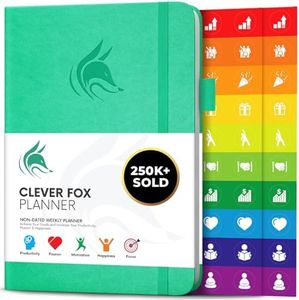 Clever Fox Planner – Undated Weekly & Monthly Planner to Increase Productivity, Time Management and Hit Your Goals – Organizer, Gratitude Journal – Start Anytime, A5, Lasts 1 Year, Emerald (Weekly)