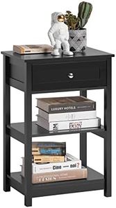 Bedside Table with 1 Drawer 2 Shelves, End Table Side Table Lamp Table Night Stand, Black, FBT46-SCH