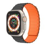 Magnetic watchband Compatible with Apple Watch Band 49mm 45mm 44mm 42mm Thin Silicone Replacement Wristband Strong Magnet link for iWatch SE SE2& Series 9/8/7/6/5/4 Ultra 2,Bright Black Orange