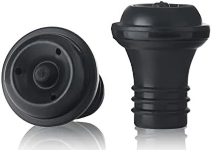 Qpractiko - Tapones de Vino Bomba de Vacío | Juego 2 unid | Sellado Hermético | Conserva Vino | Desmontable para Limpieza Fácil | Tapón Botella Vino Antigoteo | Tapones Botellas Vino, Negro, Silicona