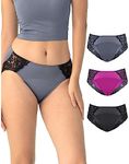 Neione Period Underwear Menstrual Postpartum Panties Women's Briefs Lace Hipsters 3 Pack Gorthix M