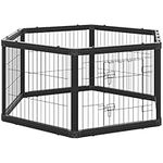 PawHut Dog Playpen, 6 Panels 24.5" Heavy Duty Pet Playpen, Foldable Dog Exercise Pen with Door Indoor Outdoor, Black