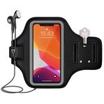 Fniise Water Resistant Cell Phone Armband Case(under 6.9 inches) , for iPhone 11, 11 Pro Max, Xs Max, Xr, 8 Plus, 7 Plus, 6 Plus, Galaxy S10 Plus, S9 Plus, S8 Plus, Notes and More - Adjustable Elastic Band & Key Slot - Suit For Running, Workout, Fitness & Exercise (Black)