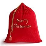 Belle Vous Large Christmas Santa Sack with Drawstring - 75 x 89cm / 29.53 x 35.04 Inches - Red Velvet Gift Bag for Xmas Party Present Wrapping/Storing and Christmas Holiday Decoration