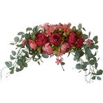 Wedding Arch Flowers, 30 Inch Rustic Artificial Floral Swag for Lintel, Green Leaves Rose Peony Sunflowers Door Wreath Home Decoration