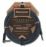 Blackstar Pro Series 3 m (10 ft) instrument cable ¼” straight connector to ¼” angled connector for bass/electric guitar/electroacoustic/keyboard/amplifier