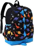 Dinosaur Toddler Backpacks,VASCHY Cute Water Resistant Little Boys Girls Backpack Chest Strap for Kindergarten, Rucksack Schoolbag Bookbag for Kids Black