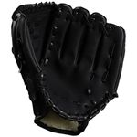 shenn Baseball Glove 12.5 Inches PU Leather Sport Batting Gloves Left Catcher's Mitts Softball Trainning Accessories for Adults Youth Kids, Black