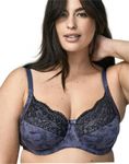 Wonderbra Womens Printed Full Support Underwire Lace Top Cup Bra, Private Jet/ Bl, 40DD US