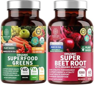 Number One Nutrition N1N Premium and Organic Superfood Greens and Beet Root Tablets for Immunity and Antioxidant Support, Packed with Alfalfa, Spirulina and Barley Grass, 120 Tablets