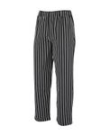 Mercer Culinary M60030BCSM Millennia Unisex Black Cook Pants with White Chalk Stripe, Medium