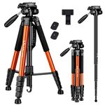 Victiv Camera Tripod, 72’’ Reinforced Aluminium Tripod Monopod with 360°Panoramic Head, Extendable Phone Tripod & Portable Travel Tripod with Phone Holder for iPhone Samsung Huawei & Canon DSRL-Orange