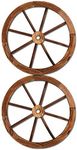 Gardeon Garden Ornaments, Set of 2 Fir Wood Gardening Decorations Vintage Decor Wooden Wagon Wheel Home Indoor Outdoor Yard Setting Decoration, Durable Rustic Charm