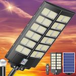 Vzyhik 1-Pack Solar Street Light - 5000W Solar Street Lights for Outdoor 260000LM Dusk to Dawn Solar Parking Lot Light, IP67 Waterproof Solar Wide Angle Lamp with Motion Sensor for Yard, Road