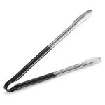 New Star Foodservice 35797 Vinyl Coated Tongs Utility, Stainless Steel, Black