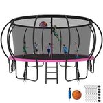 SKYUP 2024 Upgraded 8 10 12 14 15 16FT 1500lbs Tranpoline for Kids and Adults, Recreational Tranpoline with Basketball Hoop, ASTM Approved Tranpoline for 7-10 Kids with Net, Ladder, Wind Stakes, Mat
