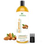 Homeda Pure Cold Pressed Sweet Almond Oil for Face, Hair Growth, Skin, Baby Massage - 200 ml - 100% pure (Organic Badam Oil for face glowing skin, Odorless)