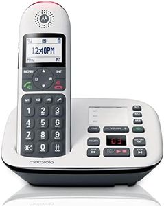 Motorola CD5011 DECT 6.0 Cordless Phone with Answering Machine, Call Block and Volume Boost, White, 1 Handset