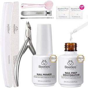 Beetles Nail Prep Kit Nail Dehydrator and Primer Nail Care Tool Kit 20ml Large Capacity Acid-Free & Hema-Free Dehydrate Bond Primer with Manicure Tools for Acrylic Nail Gifts for Women