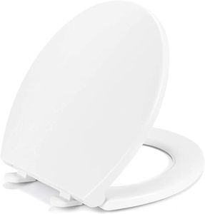 Round Toilet Seat Slow Quiet Close Seat Cover Fit Standard Round Toilet White Toilet Seat with Metal Inserts Easy to Install, Non-slip Seat with Rubber Bumpers Provides Comfort Relieves Pressure Point