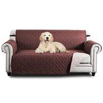 Hafaa Sofa Cover 3 Seater Water Resistant Slipcovers Brown/Beige Non Slip Reversible Sofa Covers with Elastic Strap - Washable Sofa Protectors from Pets/Kids/Dogs