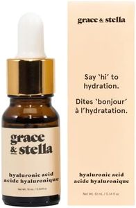 Hyaluronic Acid Serum (10ml) - Vegan - Hyaluronic Acid Serum For Face, Acido Hialuronico to Hydrate and Remove Fine Lines + Wrinkles, Boost Collagen - Say Hi To Hydration by grace and stella