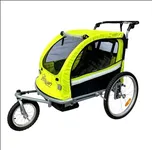 Booyah Strollers Double Child Baby Bike Bicycle Trailer, Jogger, Stroller with Suspension (Fluorescent Green)