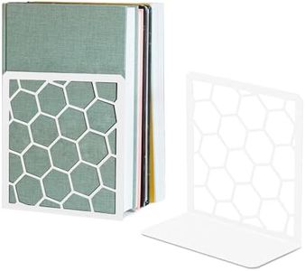 L-Shaped Book Stopper, Rustproof Bookends Decorative Unique for Home, 6.25 (L) x 6 (W) inches, 1 Pair, White - Geomod