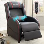 Homall Gaming Recliner Chair Single Living Room Sofa Recliner Black PU Leather Recliner Seat (Red/Black)