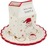 Mud Pie Cookies for Santa Set Plates, platter 6 1/2" dia | carton 4 1/2" x 3", WHITE