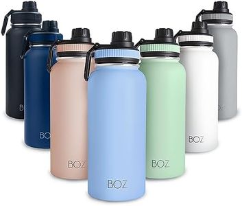 BOZ Gourde Isotherme En Acier Inoxydable 1L, Sans BPA, Isolation Sous Vide | Gourde Inox Avec Couvercle Anti Germe, Bouteille d'Eau 1 Litre pour Bureau, Sport, Voiture, Randonnée, Gym (Bleu clair)