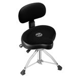 TENTOTEN Drum Throne with Backrest, Drum Stool for Adults|Hydraulic Throne with 45°Angle Adjustable Back, Heavy Duty for Professional Drummers, Velvet Black