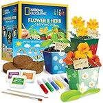 NATIONAL GEOGRAPHIC Flower & Herb Gardening Kit with 3 Stainless Steel Pots, Paint & Stickers, Arts and Crafts Gift, Kids Plant Growing Set