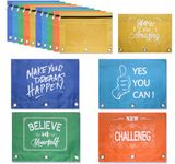 3 Ring Pencil Pouch, 2 PCS 3 Ring Binder Pencil Case with Zipper Puller, Clear PVC Mesh Window Oxford Pencil Holder Cases, Smooth Metal Zipper Pencil Bag (10 Pack)