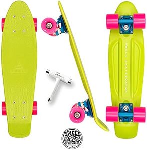 Swell Skateboards for Kids Ages 6-12 | Cruiser Complete Skateboard for Beginners, Boys, Girls, Youths, Teens, Adults College Students | 22 inch and 28 Inch Plastic Retro Mini Skateboard (22" Venice)