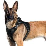 rabbitgoo Dog Harness No Pull, Military Dog Harnesses for Large Dogs with Handle & Molle, Easy Control Service Dog Vest Harness Training Walking, Adjustable Reflective Tactical Pet Harness, Black, XL