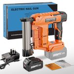 Blayram Nail Gun Cordless Compatible with Makita 18V Battery, 2 in 1 Brad Nailer & Electric Stapler with 1 * 4.0Ah Battery, 800 Nails & 800 Staples for DIY Project of Upholstery and Woodworking
