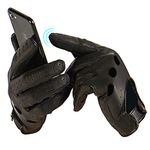 Harssidanzar Mens Lambskin Leather Driving Gloves Ulined Touchscreen GM026,Black,Size XS
