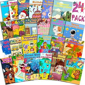 24Pack Small Coloring Books for Kids Ages 4-8, Bulk Coloring Books for Kids Ages 2-6-12, Kids Coloring Books Bulk, Kids Birthday Party Favors Classroom Activity Supplies includes Dinosaur Animal