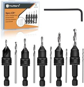 MulWark 82° Countersink Drill Bit Set incl. 5pcs Free Replaceable HSS Drill Bits for Wood｜3/8" Quick-Change -Chamfered Adjustable Drilling Tool Kit on Pilot Counter Sink Holes for Woodworking- 5 Pack