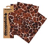 Décopatch - Ref C209O - Giraffe Animal Print Paper Pack - Each Sheet 30 x 40cm, Pack of 3 Paper Sheets - Best Used With Décopach Glue & Varnish, Browns