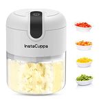 InstaCuppa Rechargeable Mini Electric Chopper, USB-C Vegetables Chopper, Stainless Steel Blades & 1800 mAh, One Touch Operation for Mincing Meat, Garlic, Ginger, Onion, Vegetable and Nuts