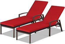 Costway 2PCS Patio Rattan Chaise Lo