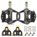 KOOTU Bike Pedals 9/16" Universal Road Bike Pedals Bicycle Platform Pedals Clipless Pedals Suitable for Road Bike Spin Bike MTB Indoor Bike (SPD-SL Bike Pedals-Carbon Pattern)