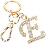 AlphaAcc Keychain for Women Purse Charms for Handbags Crystal Alphabet Initial Letter Pendant with Key Ring,Letter E