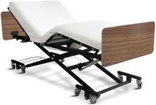 Ultra Low Electric Hospital Bed for Home Use with Memory Foam Mattress, Qbar Rails, Grey Boards - 7" - 31" Height Range, 36" Wide, 80-84-88" Adjustable Length, Hand Pendant, 500 lbs Capacity