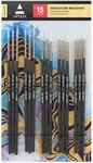 ARTEZA Detail Paint Brushes, Set of 15, Fine Detail Brush Set for Miniature Models and Canvases