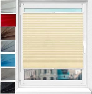 Blackout Pleated Blind, 95 x 150 cm Stick on Blinds Curtains No Drill Blinds Pleated Shade Includes All Assembly Parts, for Window Privacy Protection, Beige