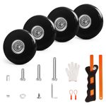 Luggage Wheels Replacement Set 4PC 2in/50mm Bearings Roller 14mm Thick PU Wheels with 3 Length Axles Fit 6mm&8mm Shaft Slot Full Set Repair Tool for Spinner Suitcase Trolley Bag Draw-bar Travel Box