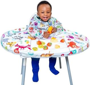 AMEZNA Bavoir Plateau - Bavoir DME pour Premier Apprentissage Alimentaire - Design Ludique - Bavoir Chaise Haute Bébé avec Tablier Plateau Anti Chute - Bavoir Couvre-tout Nettoyage Facile